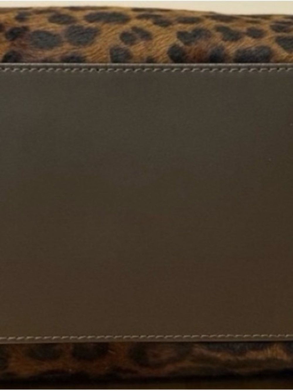 Leopard Print Tote Bag with Brown Trim - Picture 5 of 6